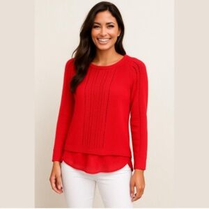 Lucky Brand Red Fooler Open Back Sweater Polka Dot Medium